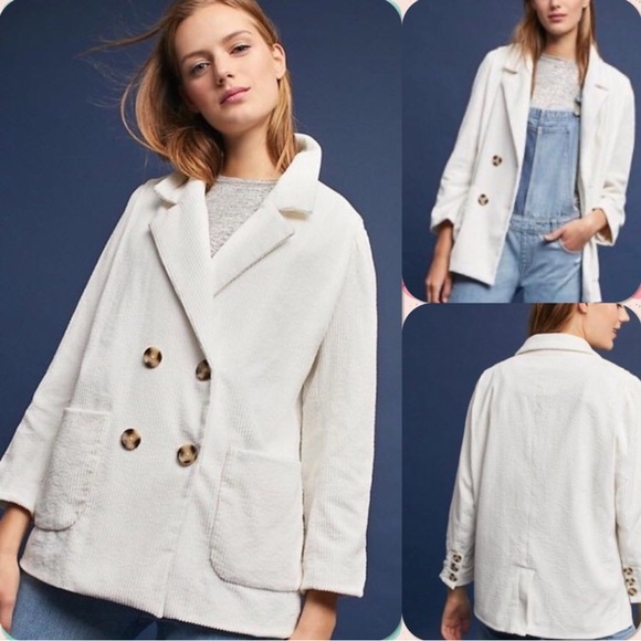 Anthropologie Cartonnier Ivory Corduroy Blazer Jacket - Picture 10 of 11